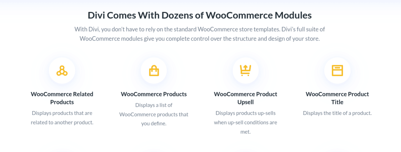 Les modules Divi WooCommerce.