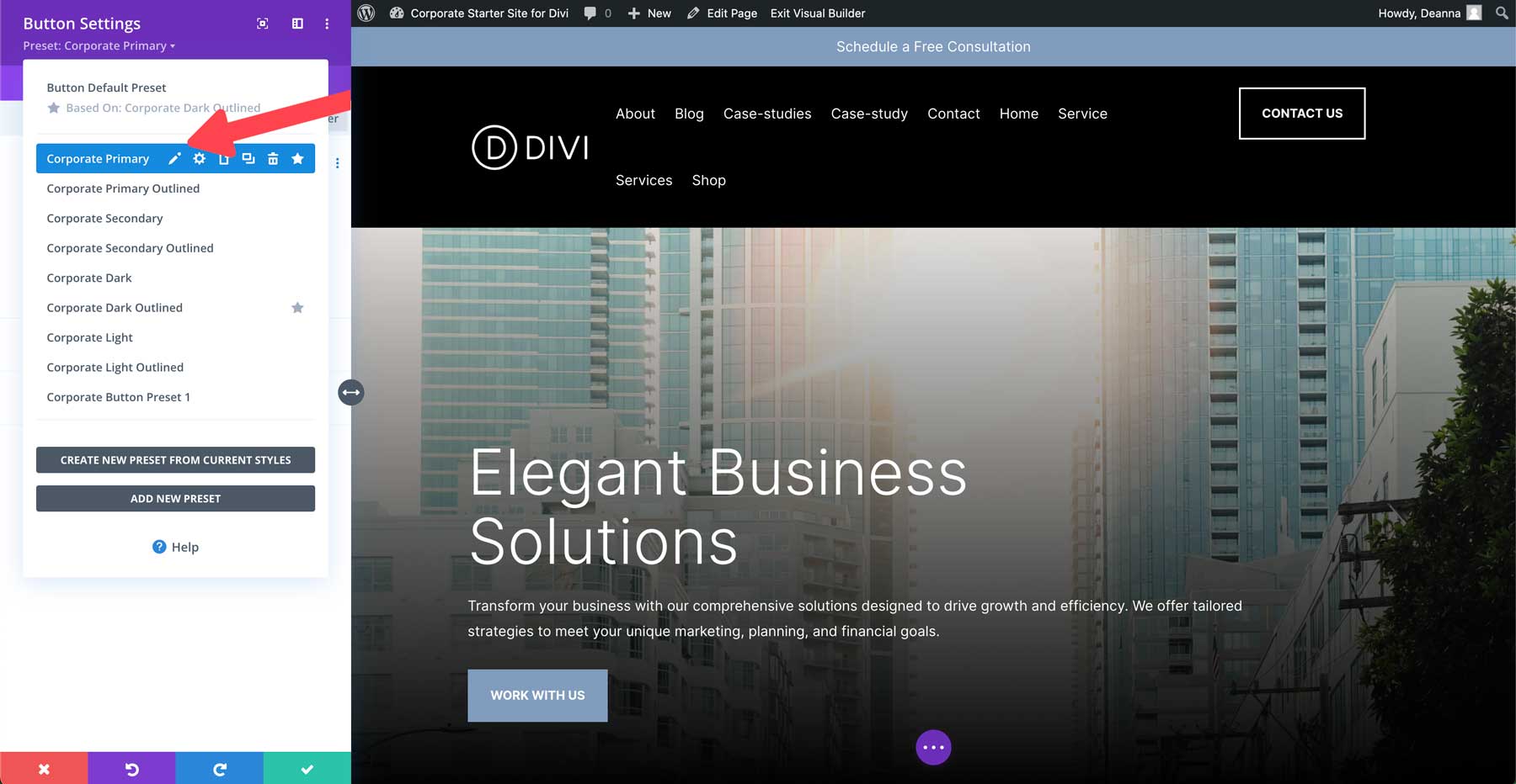 Site de démarrage d'entreprise pour Divi