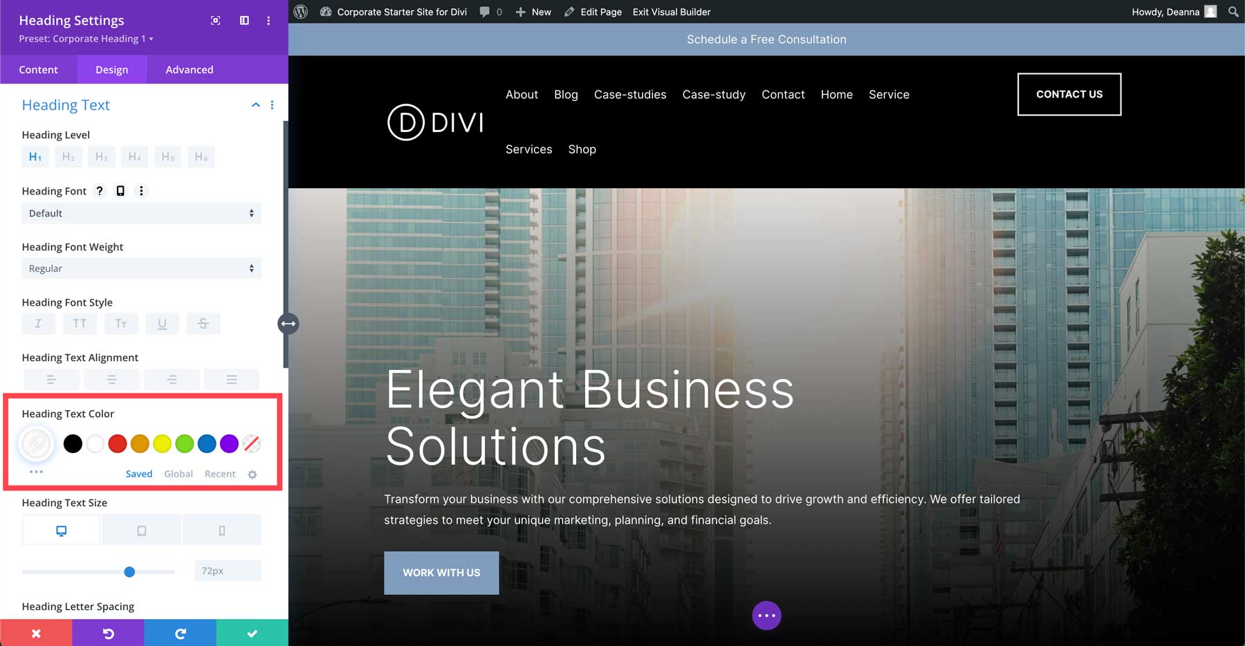 Site inicial corporativo para Divi