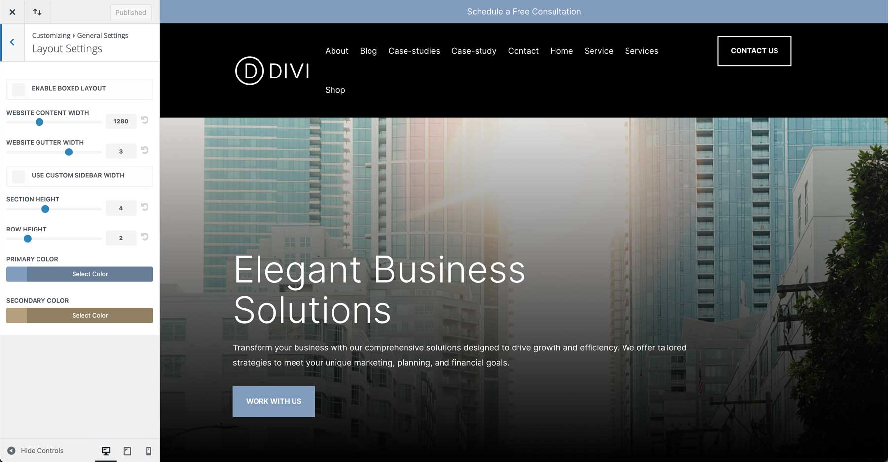 Site inicial corporativo para Divi