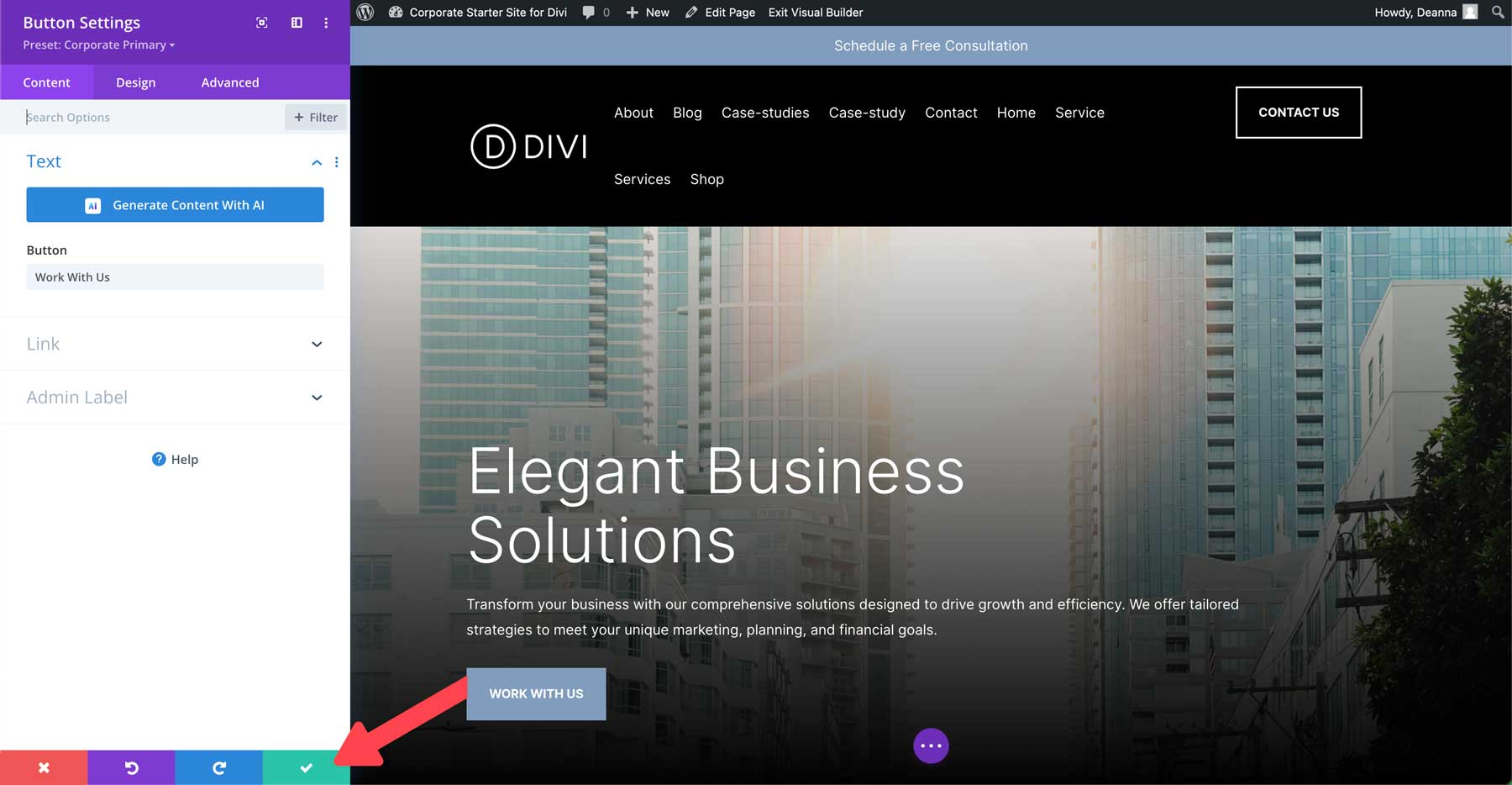 Site de démarrage d'entreprise pour Divi