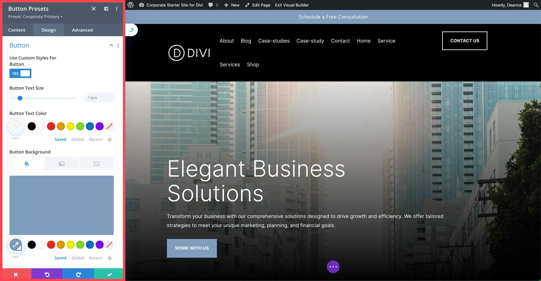 Site inicial corporativo para Divi