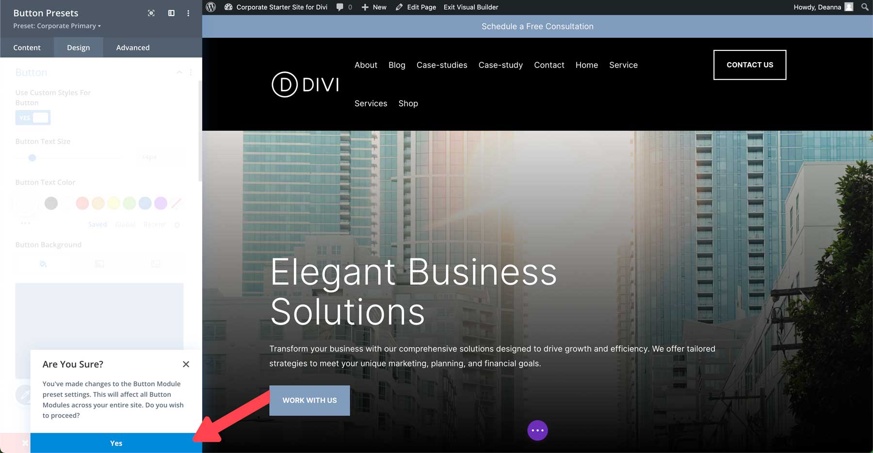 Site inicial corporativo para Divi