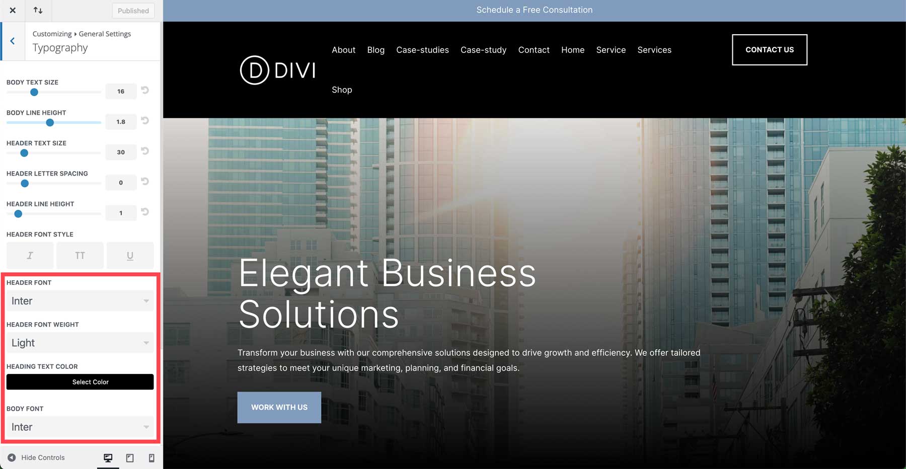 Site inicial corporativo para Divi