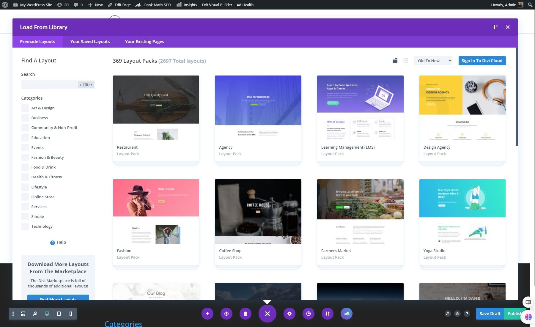 divi layout già pronti