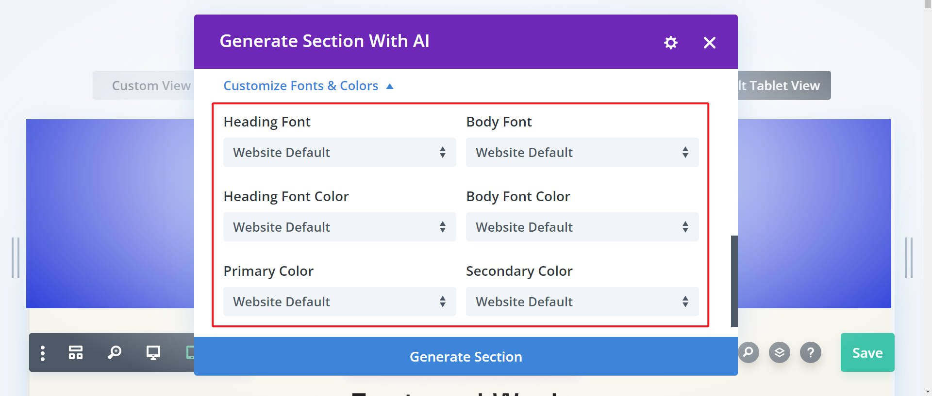 Divi AI peut utiliser des styles globaux pour les polices et les couleurs