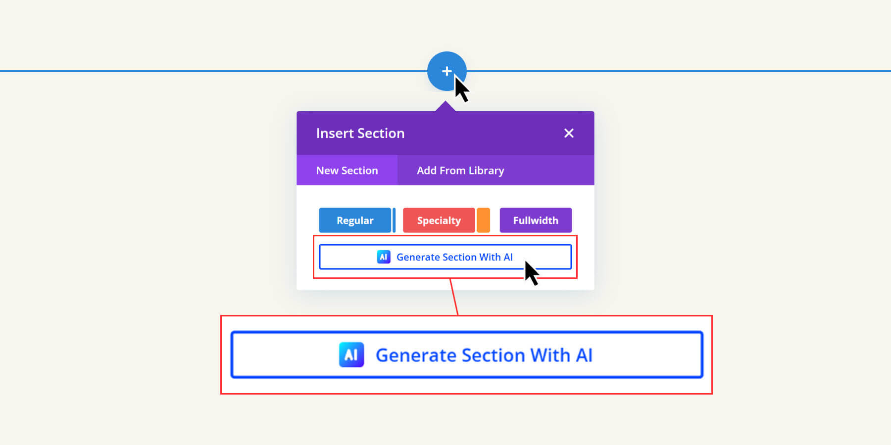 générer une nouvelle section avec divi ai