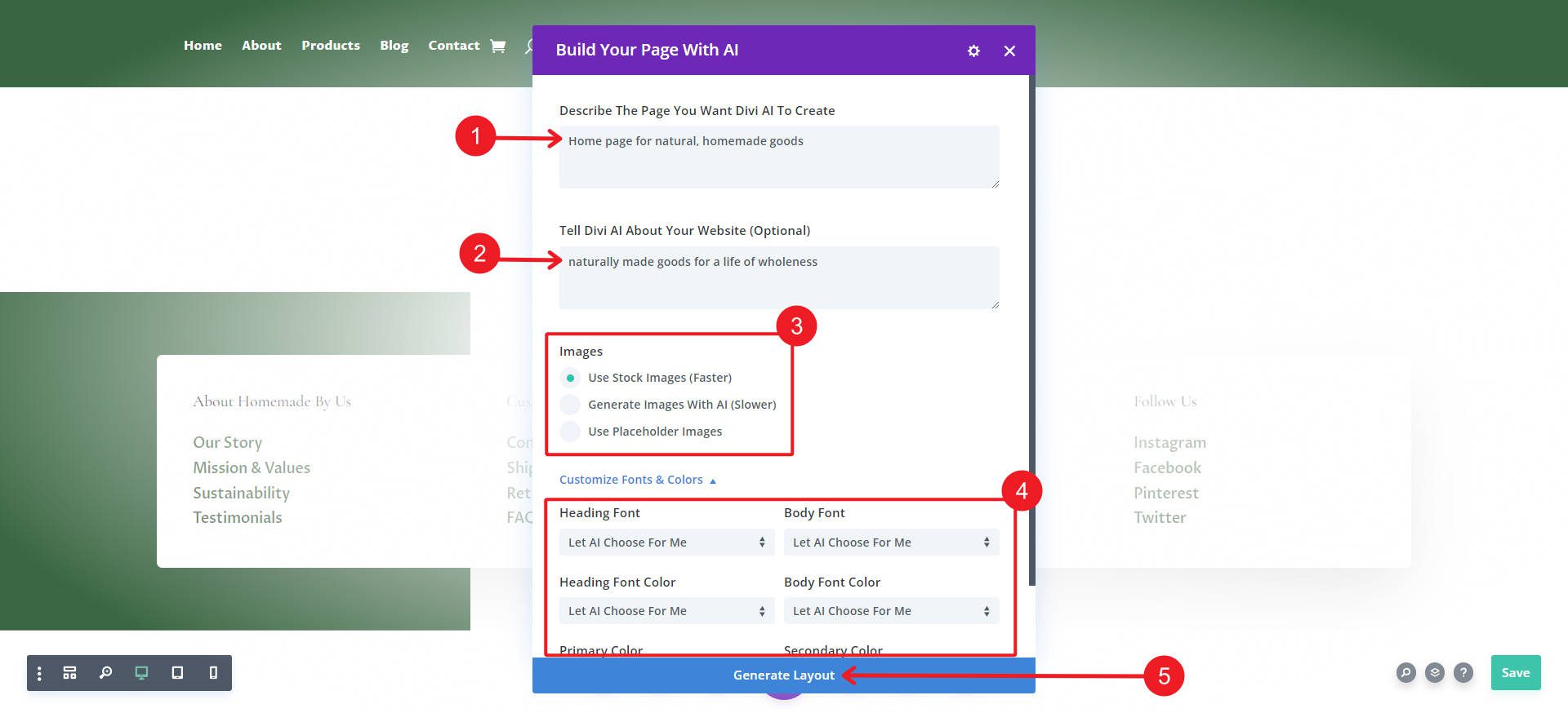 AI Layout Salvar estilos - Usar estilos com seção - Etapas 3 a 7