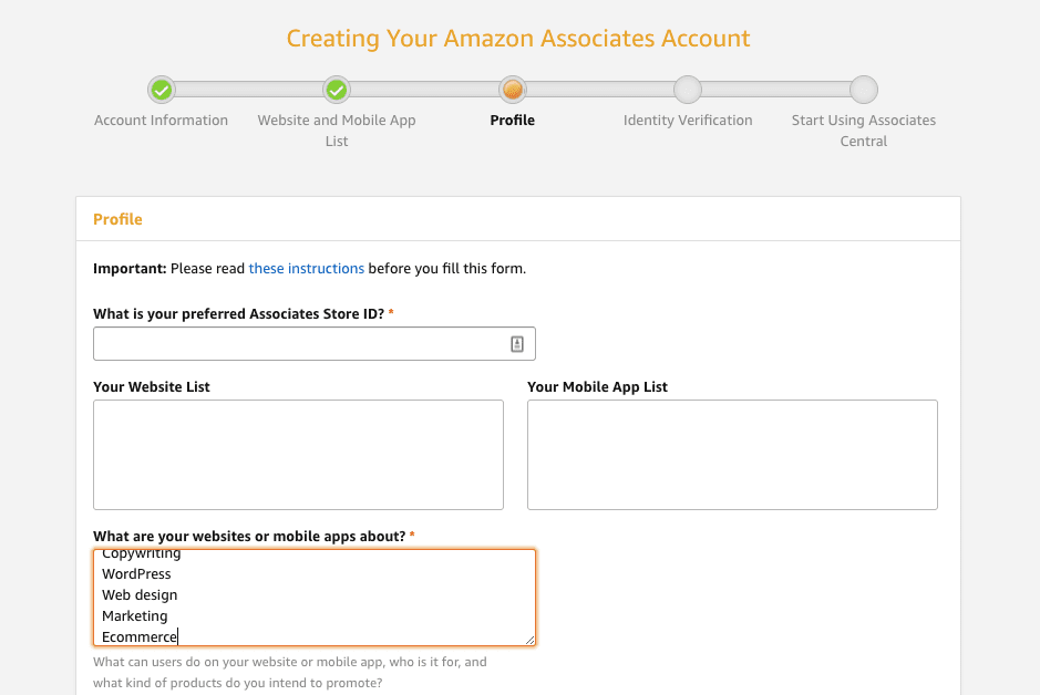 Buat akun Amazon Associates