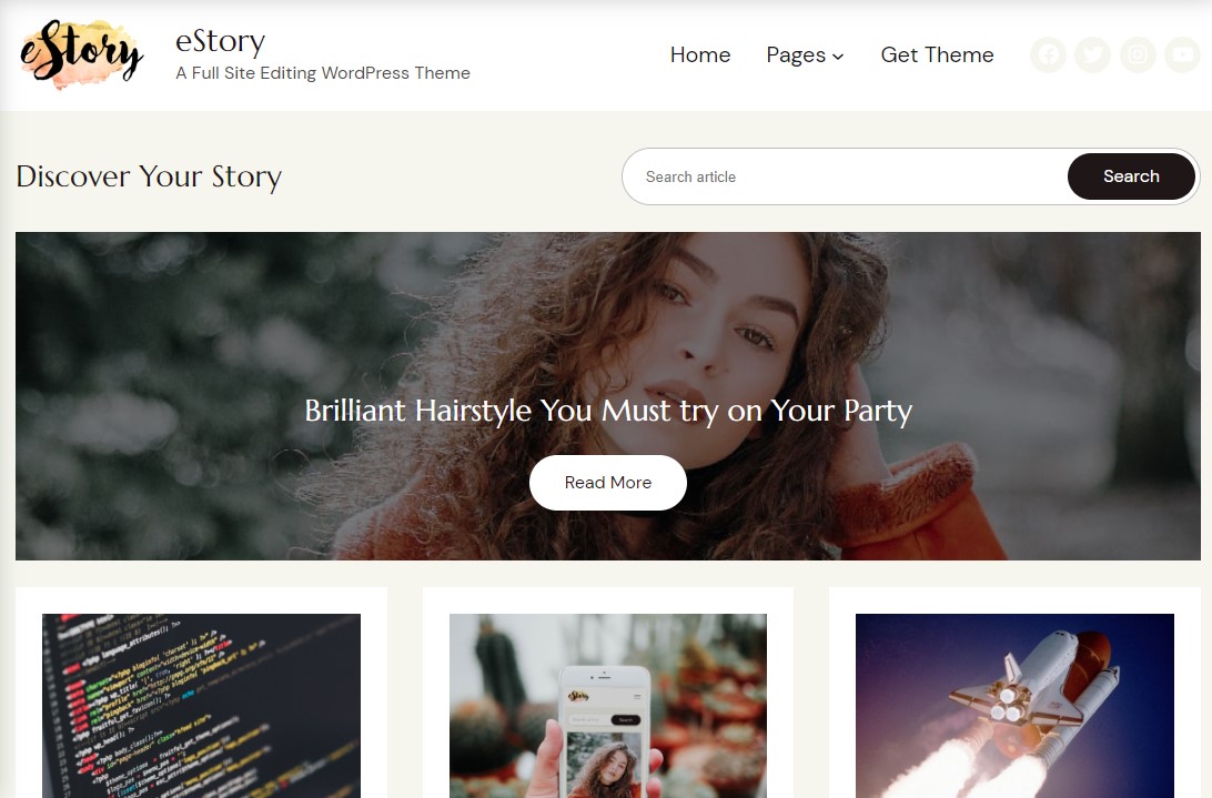 eStory – WordPress-Block-Theme zum Bloggen