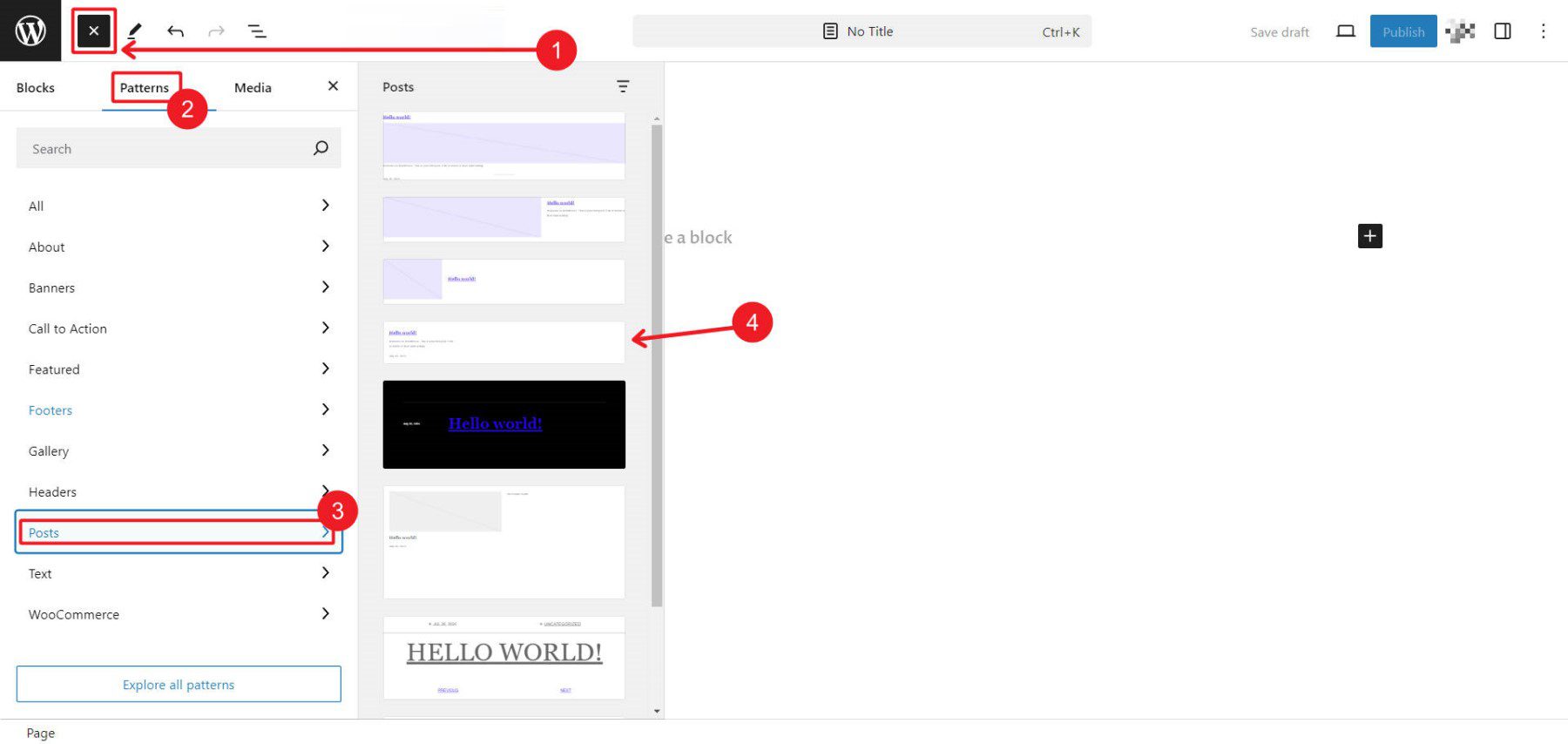 Come caricare il modello di blocco predefinito - Passaggi 1-4