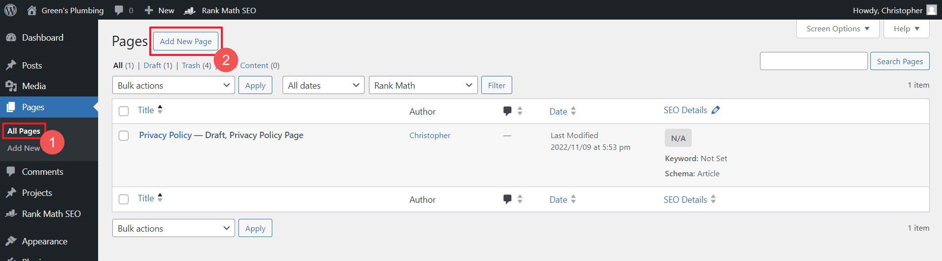 テンプレート Divi を使用して新しいページを作成する - ステップ 1 ～ 2