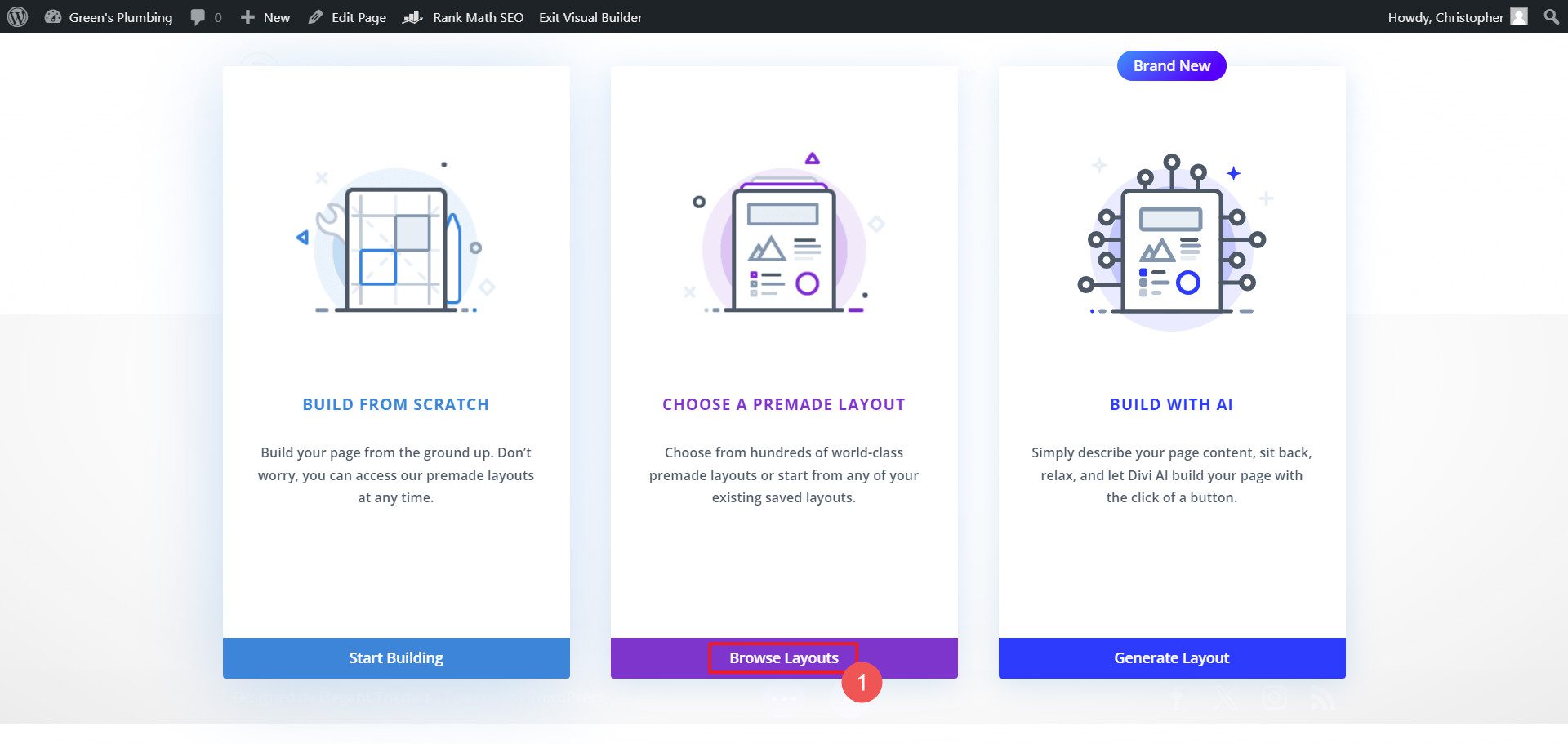 使用範本 Divi 建立新頁面 - 步驟 5