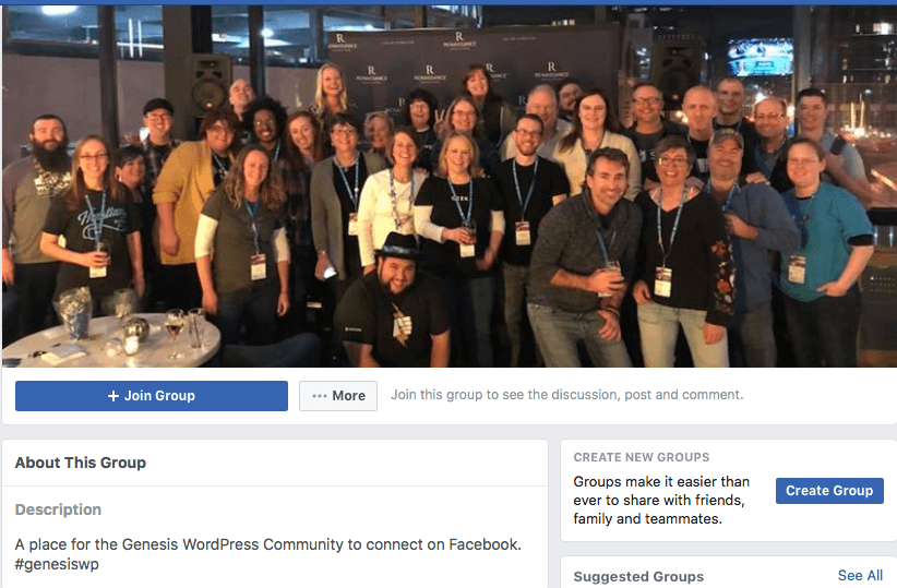 Genesis WordPress Community auf Facebook