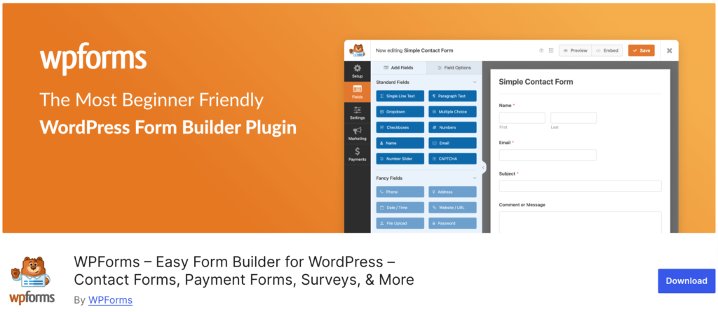 Ini adalah gambar WPForms - Plugin WordPress paling populer