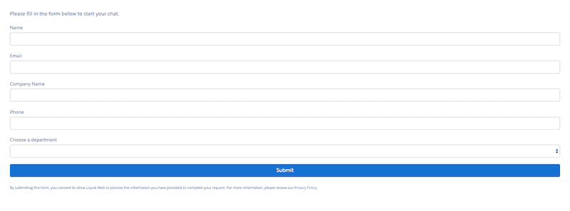 Formulário Web Líquido