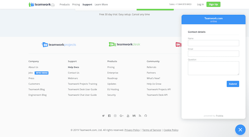 Formulario de chat de trabajo en equipo