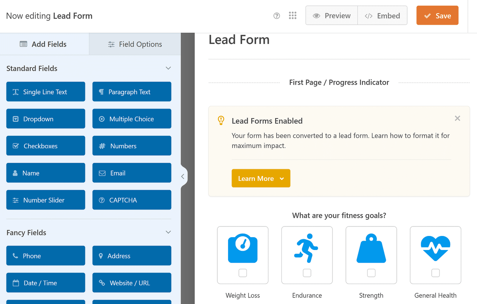 Lead form loaded