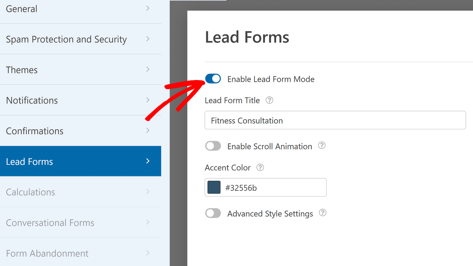 Lead Form settings