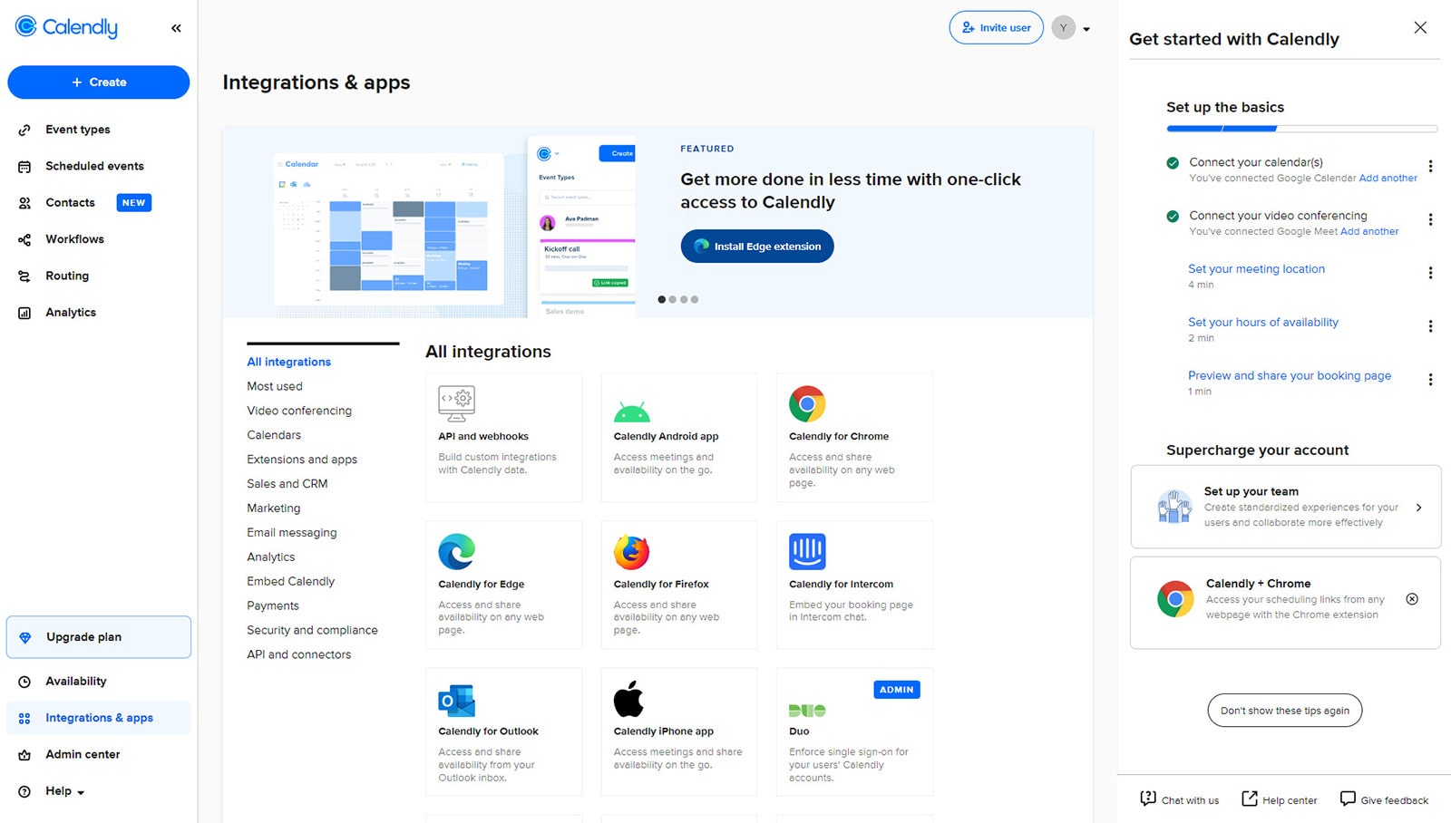 Imagen de integraciones de terceros admitidas por Calendly.