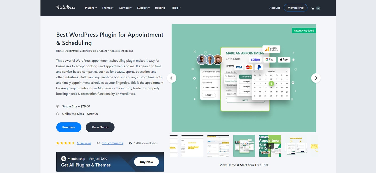 Portrait du plugin Appointment Booking de MotoPress, une alternative à la comparaison Acuity Scheduling vs Calendly.