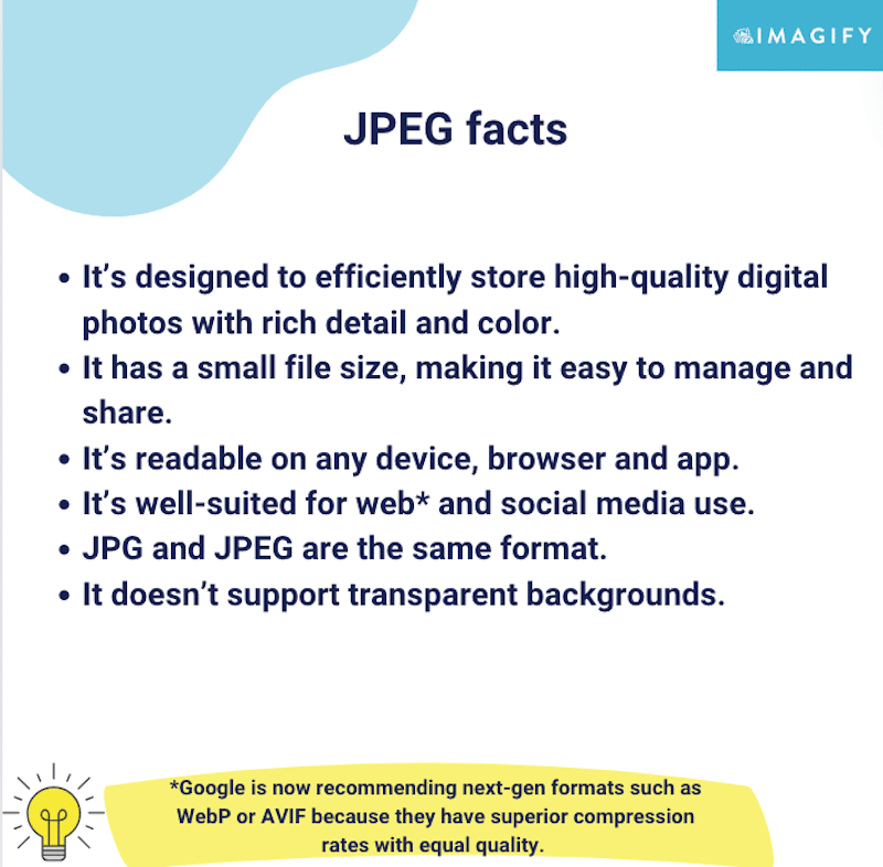 JPEG の事実 - 出典: Imagify