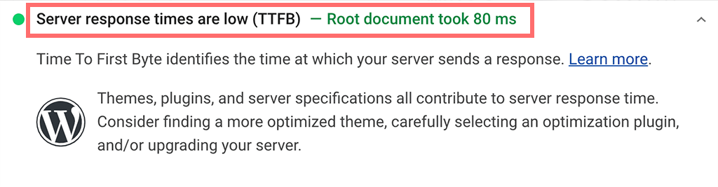 Reduce Server time response (TTFB)