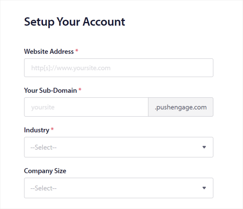 pushengage sub domain