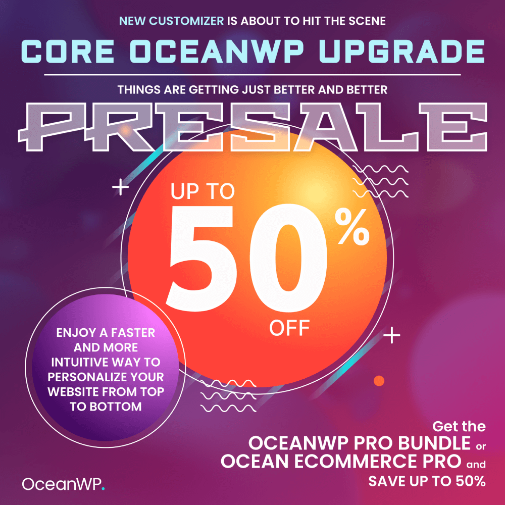 OceanWP WordPress Customizer-Upgrade-Vorverkaufsbanner