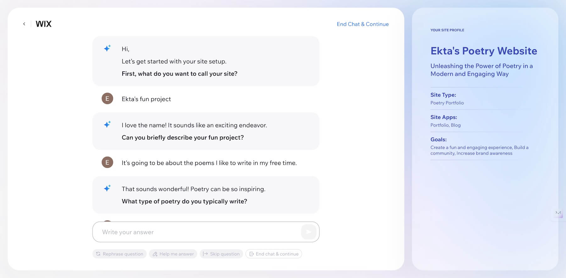 wix ai chatbot genera sitios web haciendo preguntas