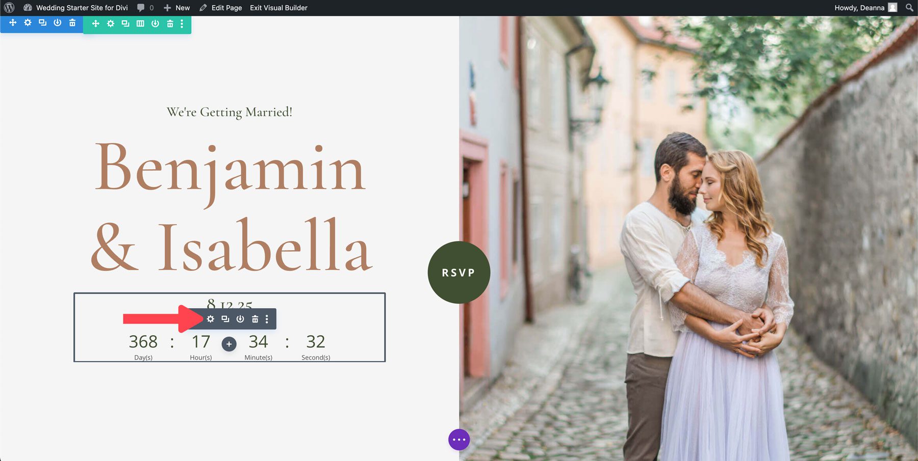 site de démarrage de mariage pour Divi