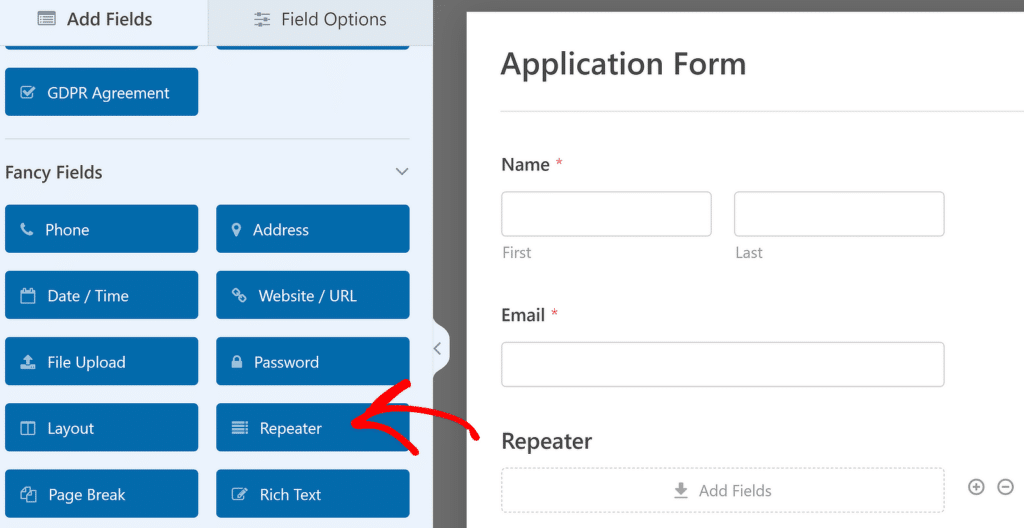 Add repeater field