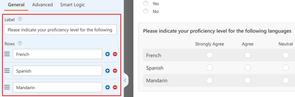 Likert Scale options