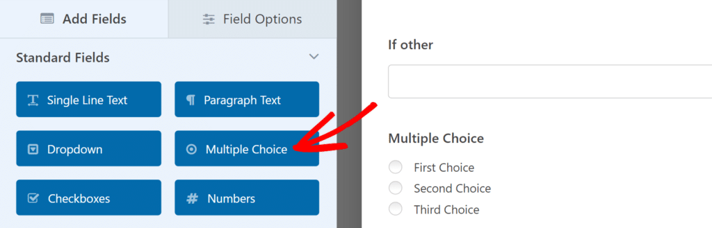 WPForms add multiple choice field