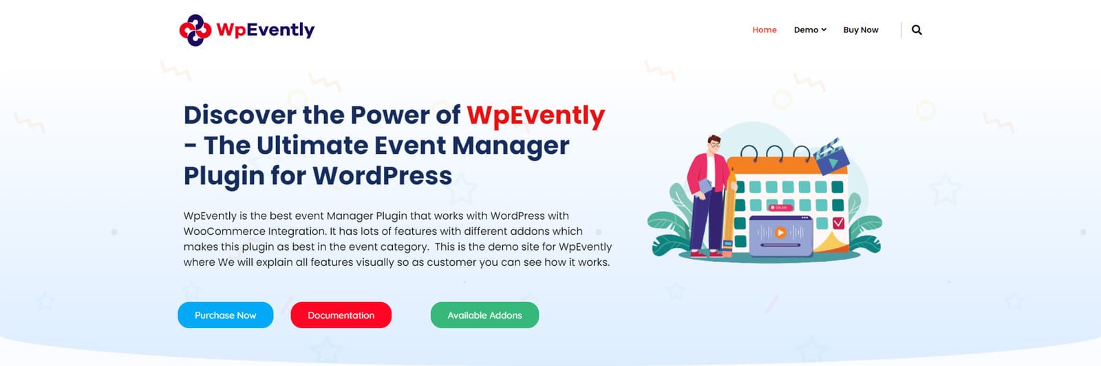 Portrait de WPEvently, le meilleur plugin d'inscription à des événements WordPress avec des options de date d'événement flexibles.