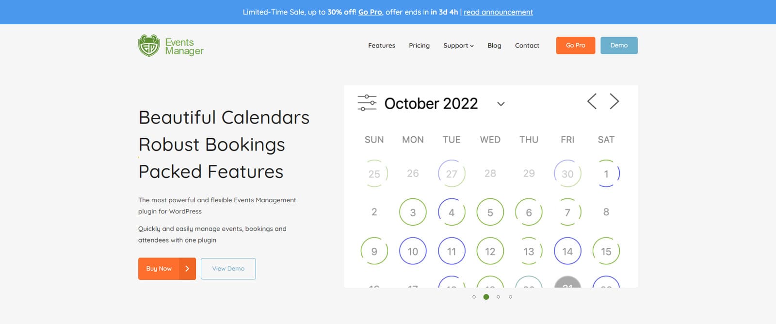 Figure d'Events Manager, une solution de gestion d'événements facile à utiliser avec des calendriers d'événements en taille réelle.