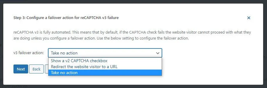 configuração de recaptcha