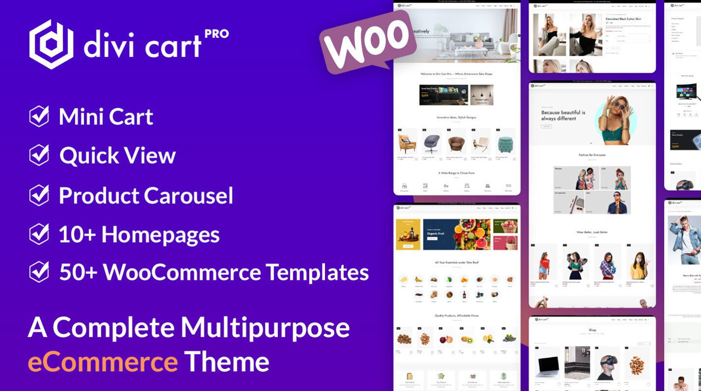 Рекламное изображение для Divi Cart Pro