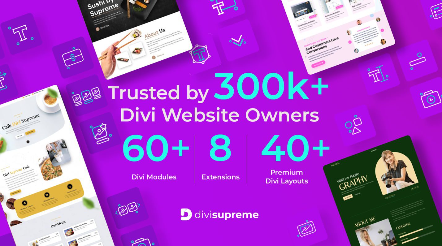 Скриншот рекламного заголовка Divi Supreme Pro.