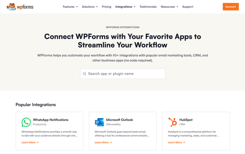 wpforms integrations