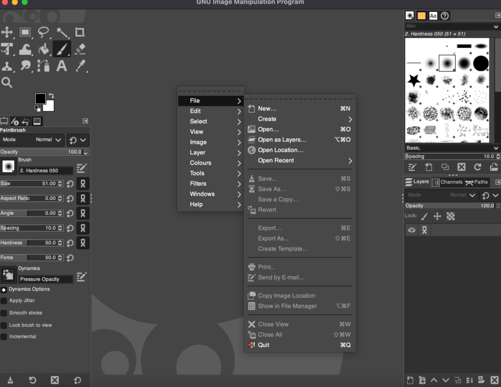 นี่คือภาพหน้าจอของการอัพโหลดภาพใน Gimp