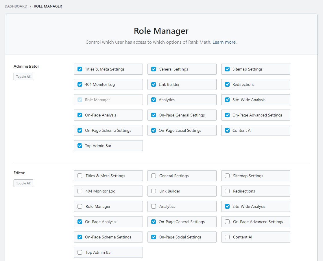 Rang Mathe-Rollenmanager