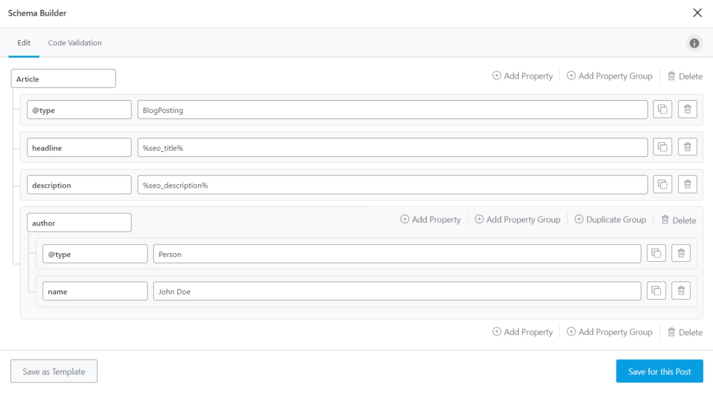 Rank Math Custom Schema Builder