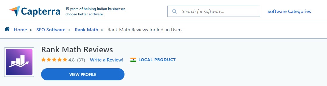 Clasificar la calificación de los usuarios de matemáticas en el sitio web de Capterra