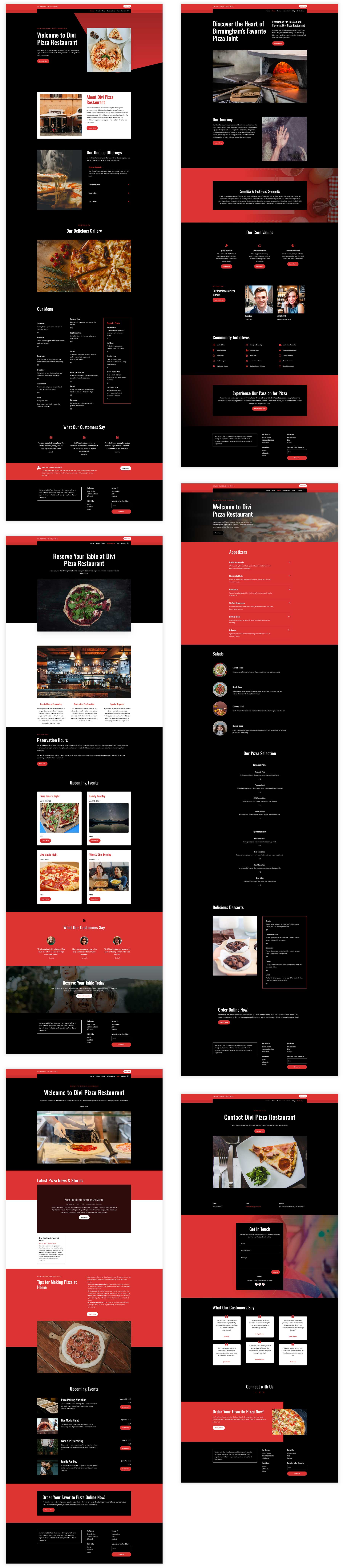 exemplos de sites de pizzaria Divi AI