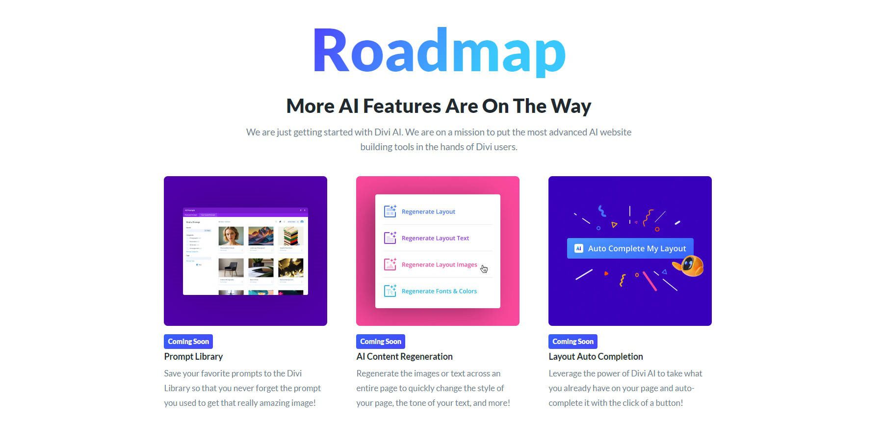 Divi AI 향후 기능 릴리스