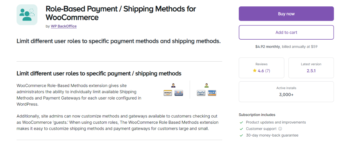 Plugin Metode Pembayaran/Pengiriman Berbasis Peran untuk WooCommerce.