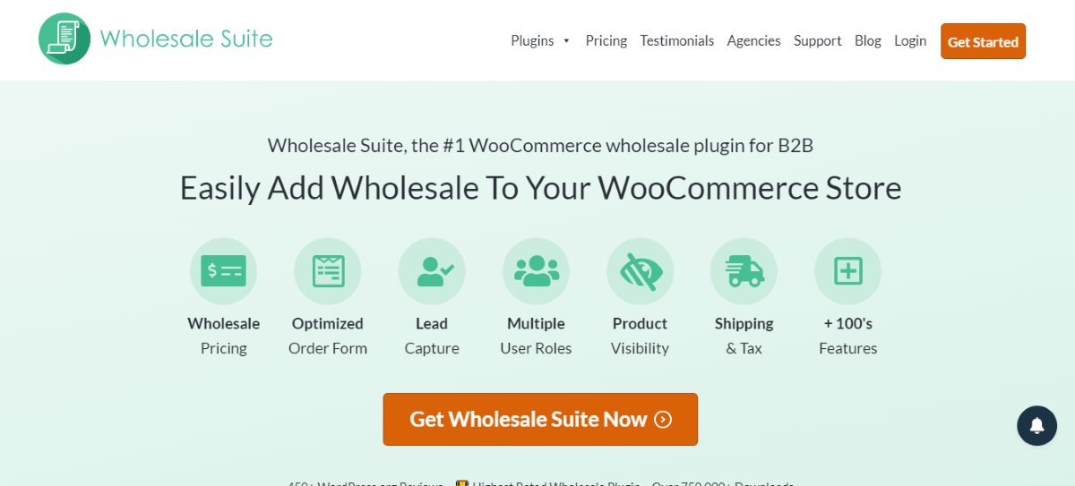 La home page del plugin Wholesale Suite.