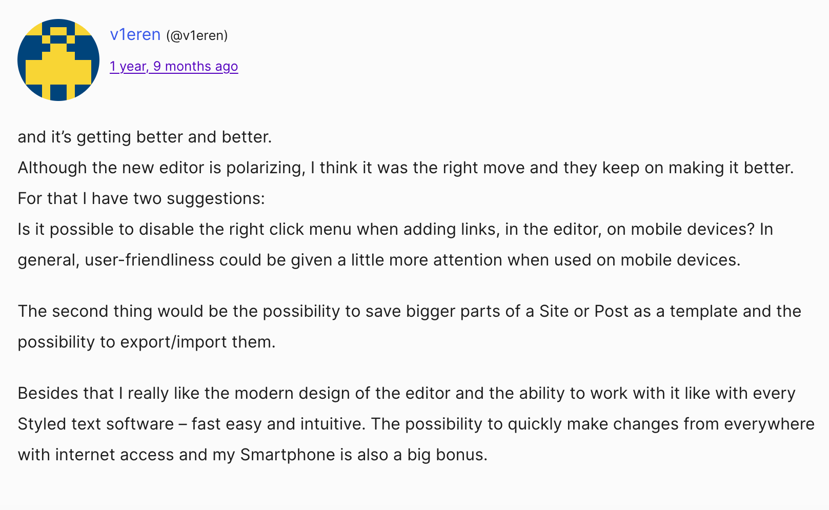 Opinione del block editor sull'essere moderni 6