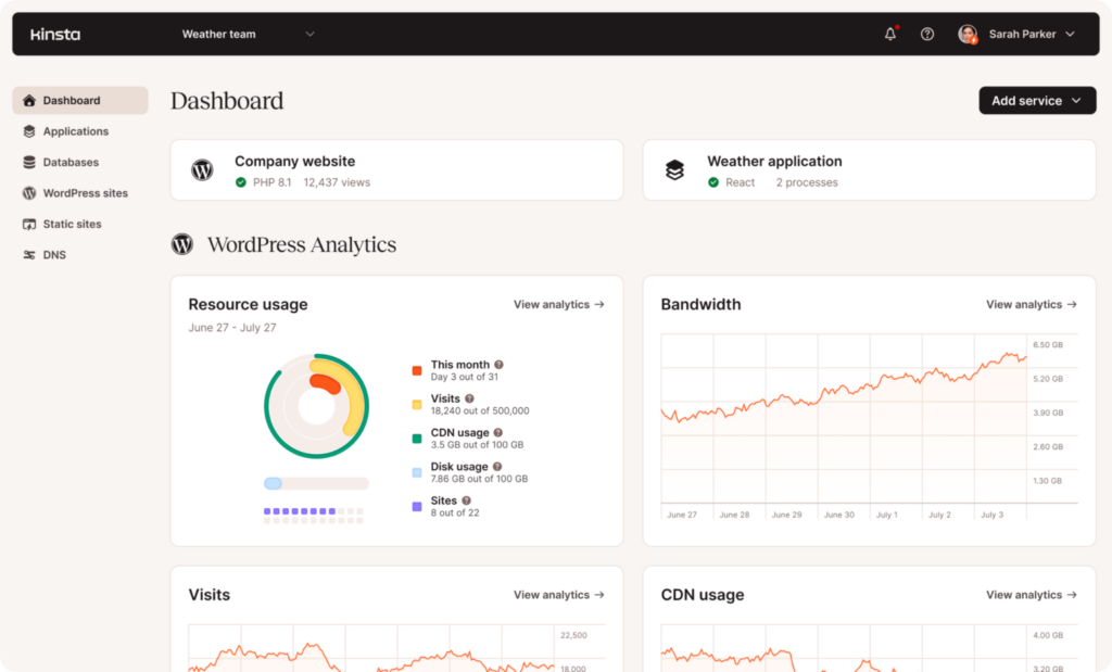 Kinsta-Dashboard